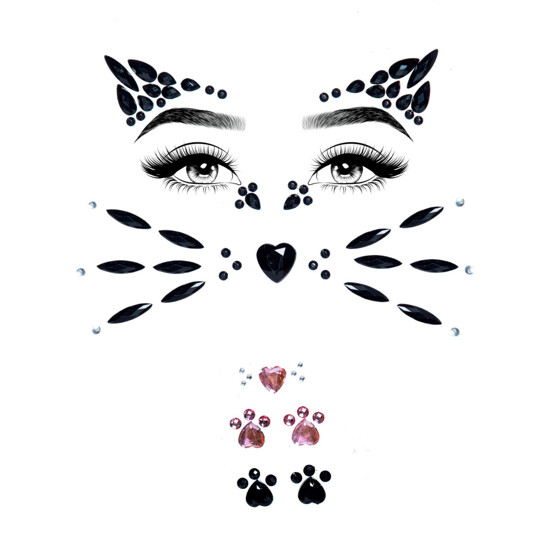 Animal adhesive face jewels sticker.