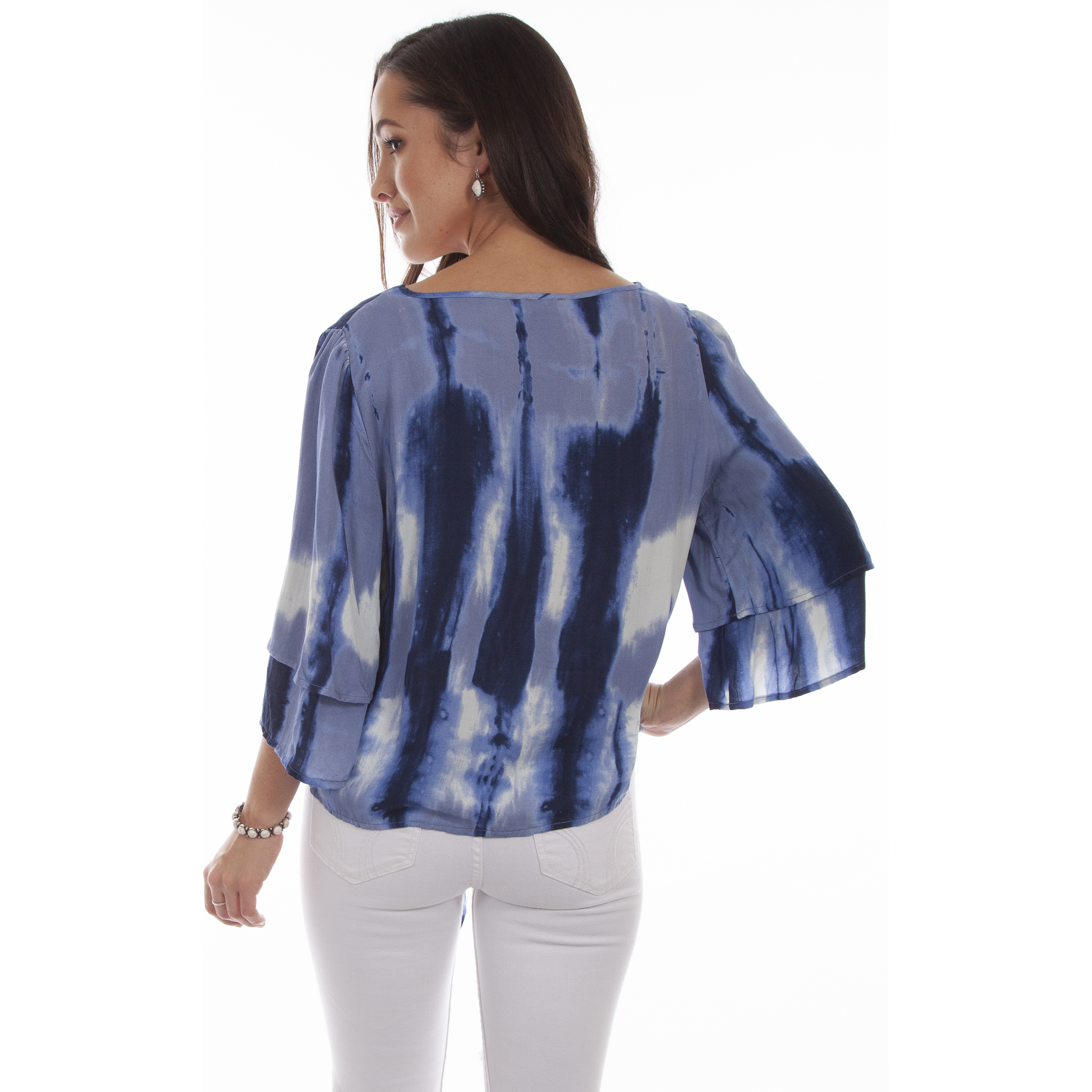 TIE DYE TIE FRONT BLOUSE