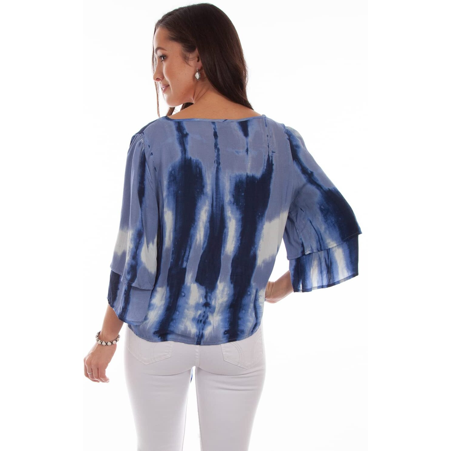 TIE DYE TIE FRONT BLOUSE