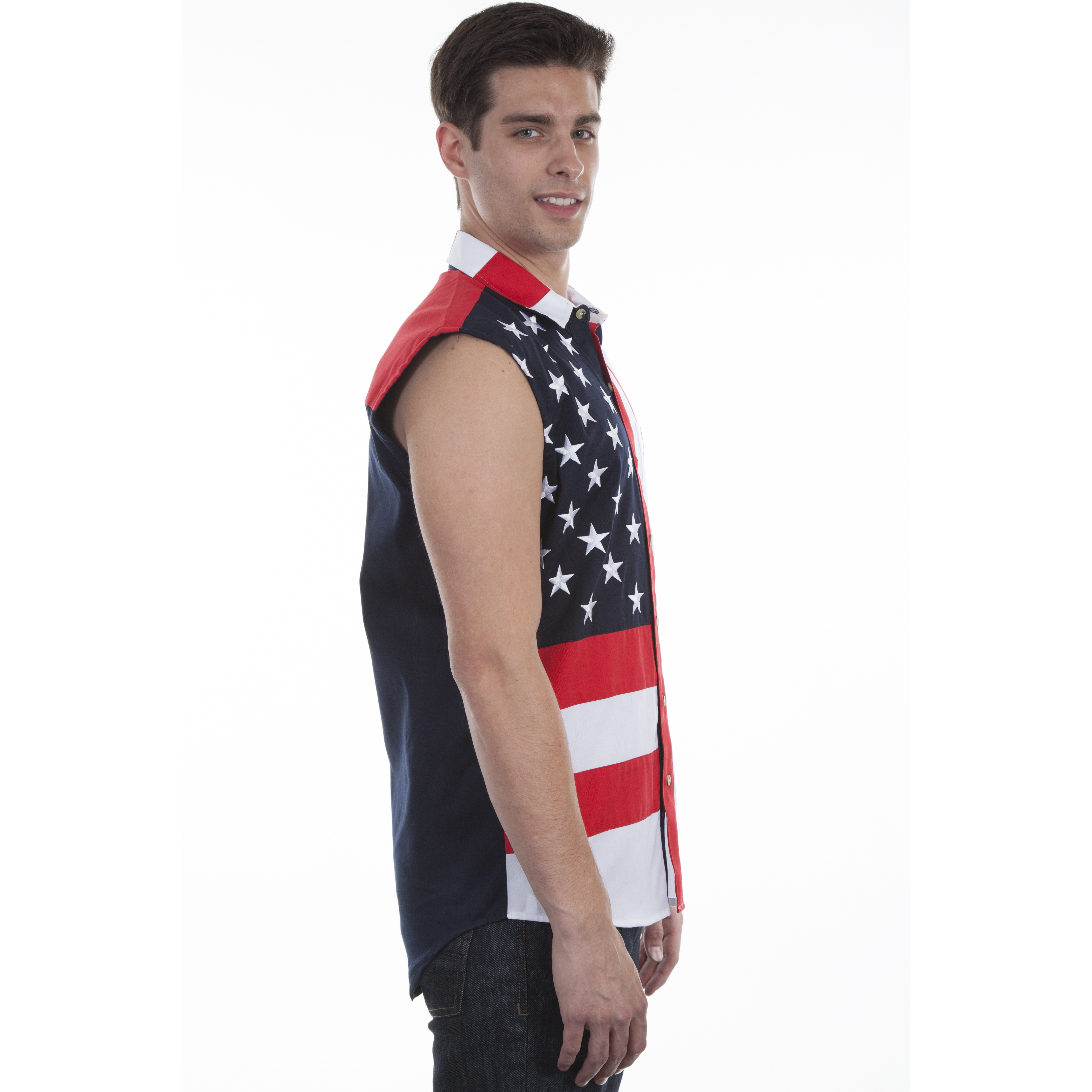 FLAG SHIRT CUTOFF SLVS