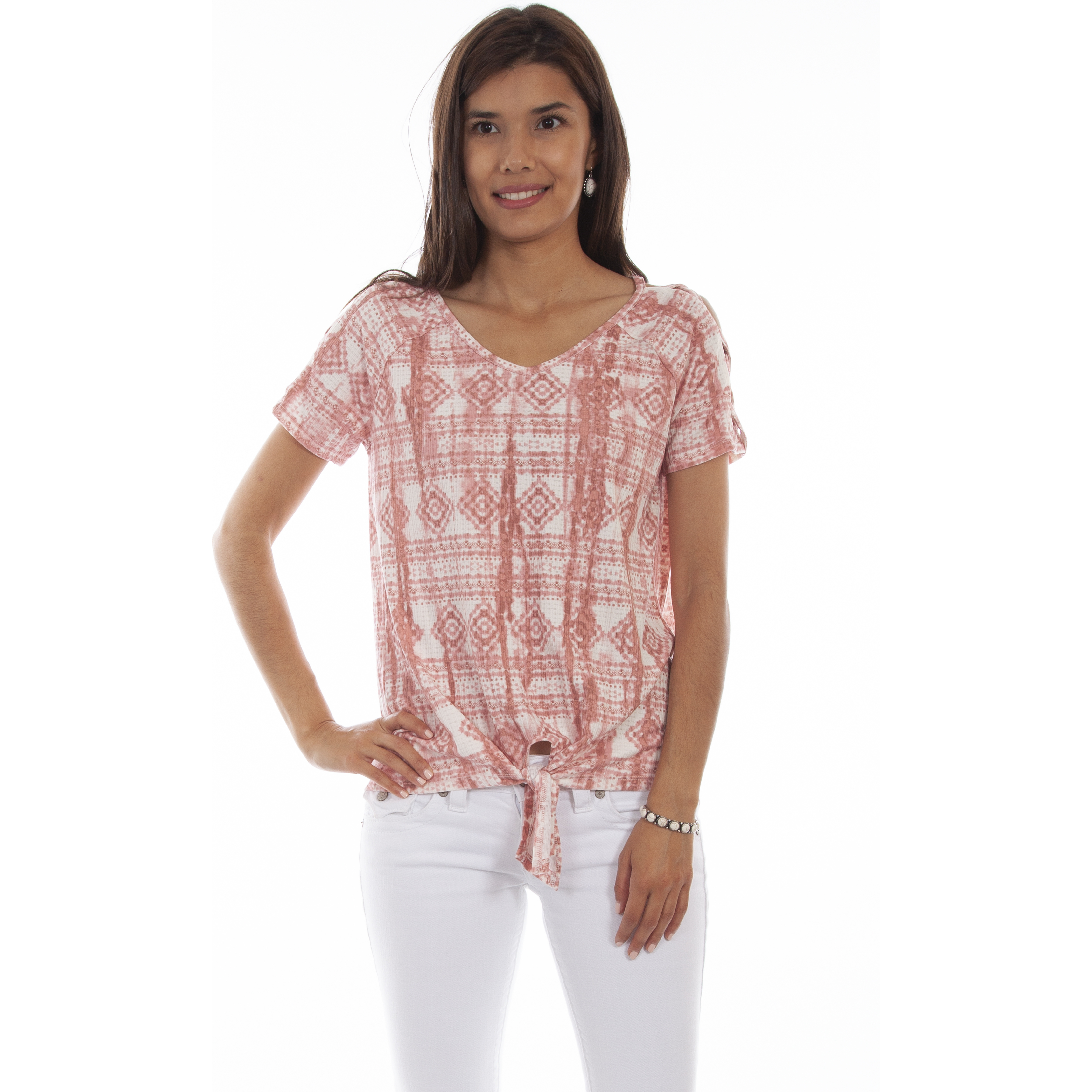 LATTICE SLEEVE TIE FRONT TOP
