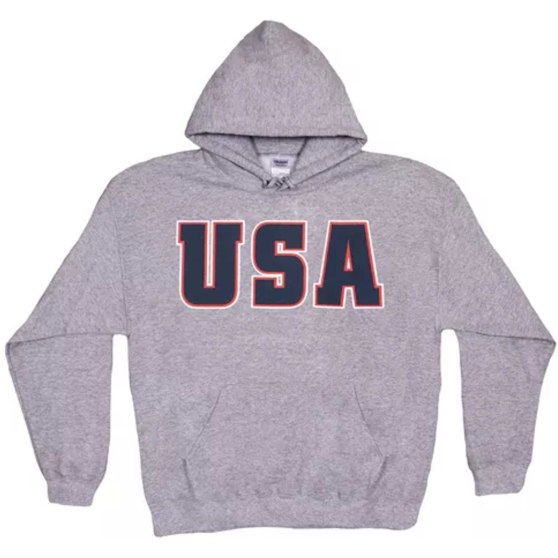 USA Flag Pullover/Hood Sweatshirt Grey - XL