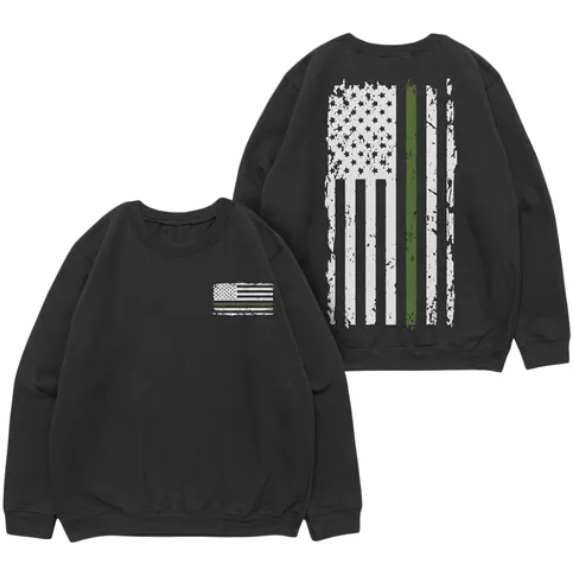 Vintage Green Line Crewneck Sweatshirt Black - XL