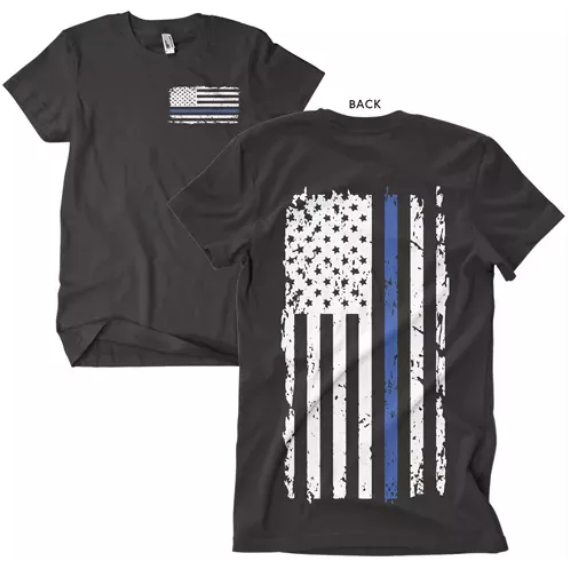 Vintage Blue Line Men's T-Shirt Black - Medium