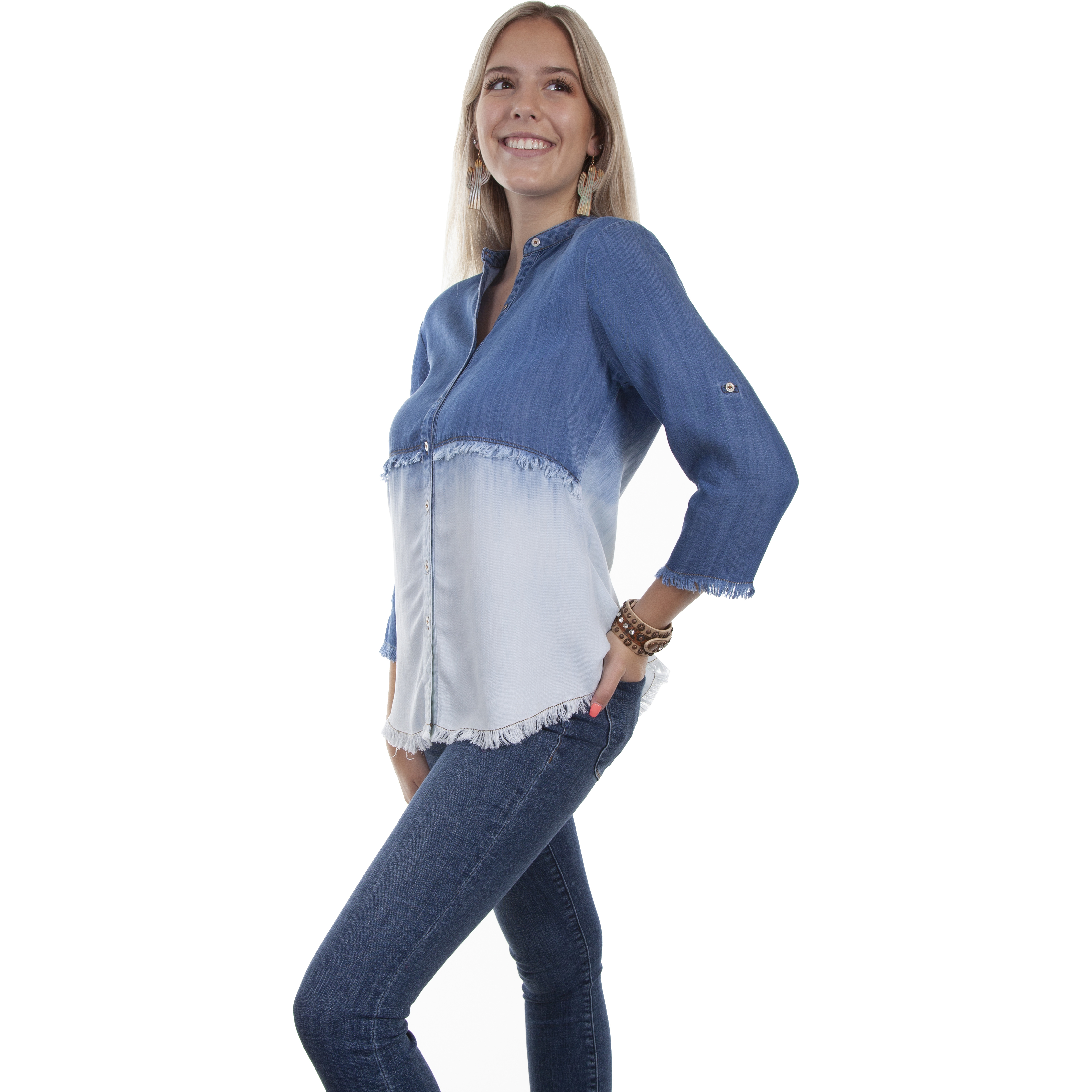 DIP DYE BUTTON DOWN BLOUSE