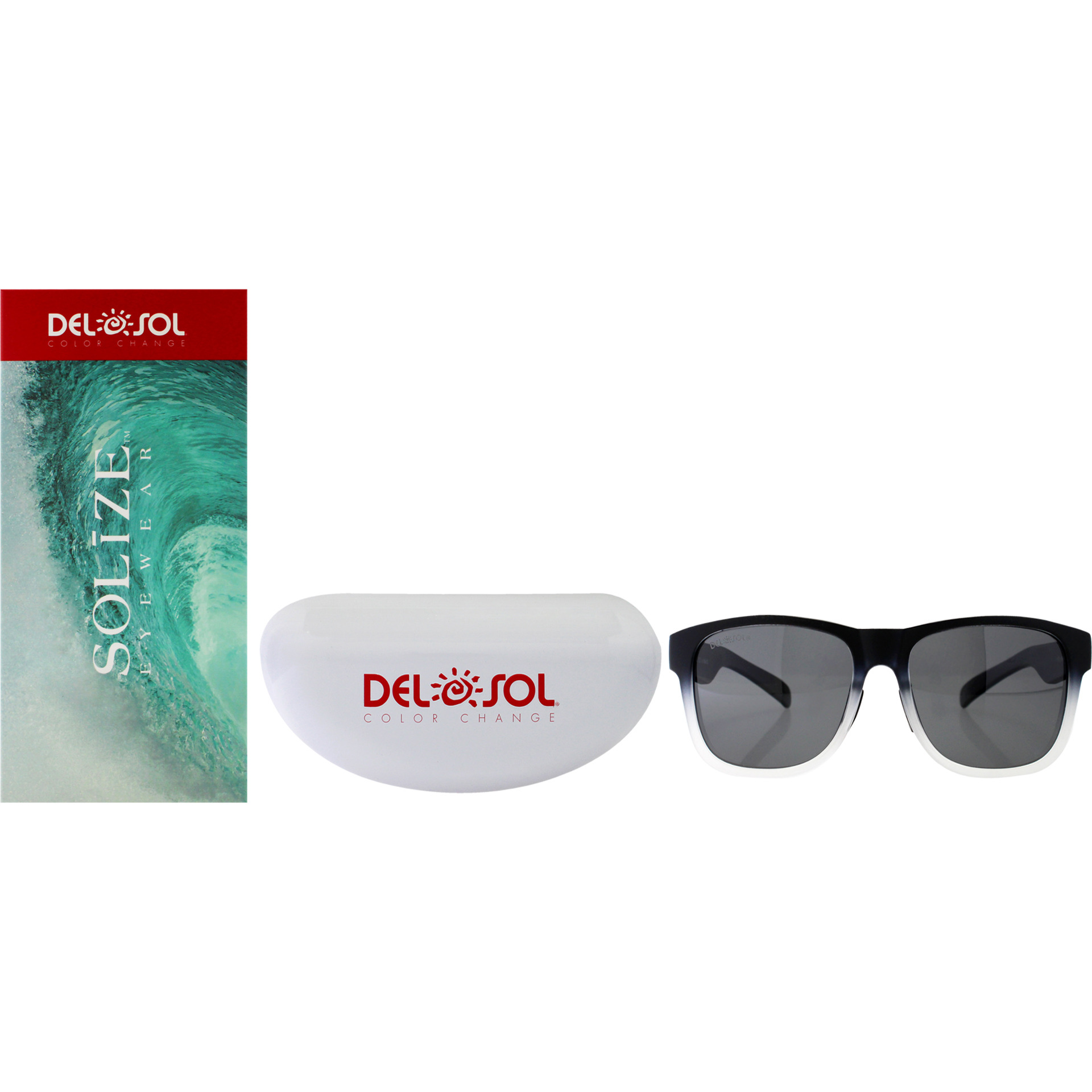 Solize Nowhere to Run - Black and Clear to Ebony by DelSol for Unisex - 1 Pc Sunglasses