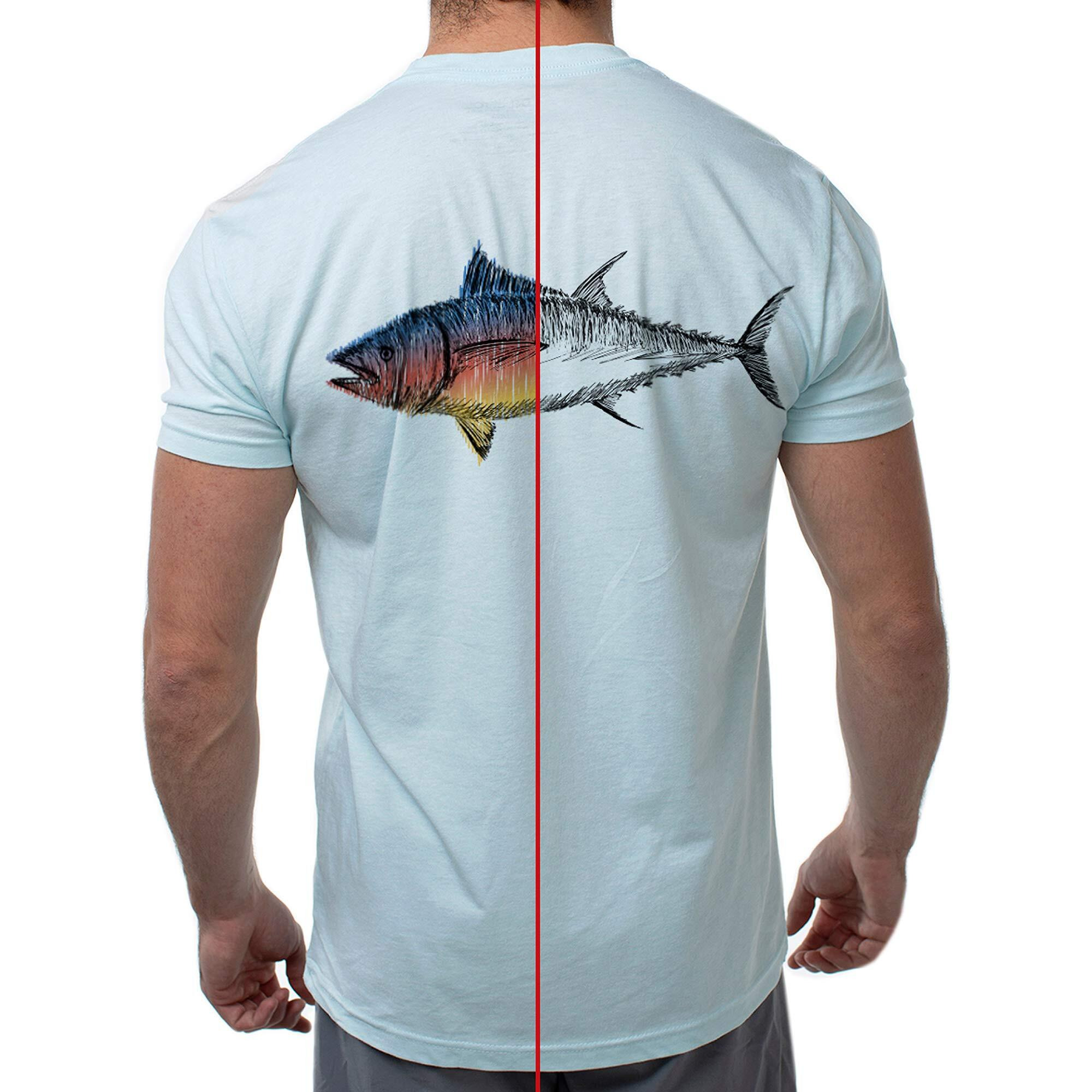 Men Classic Crew Tee - Big Fish-Ice Blue by DelSol for Men - 1 Pc T-Shirt (Large)