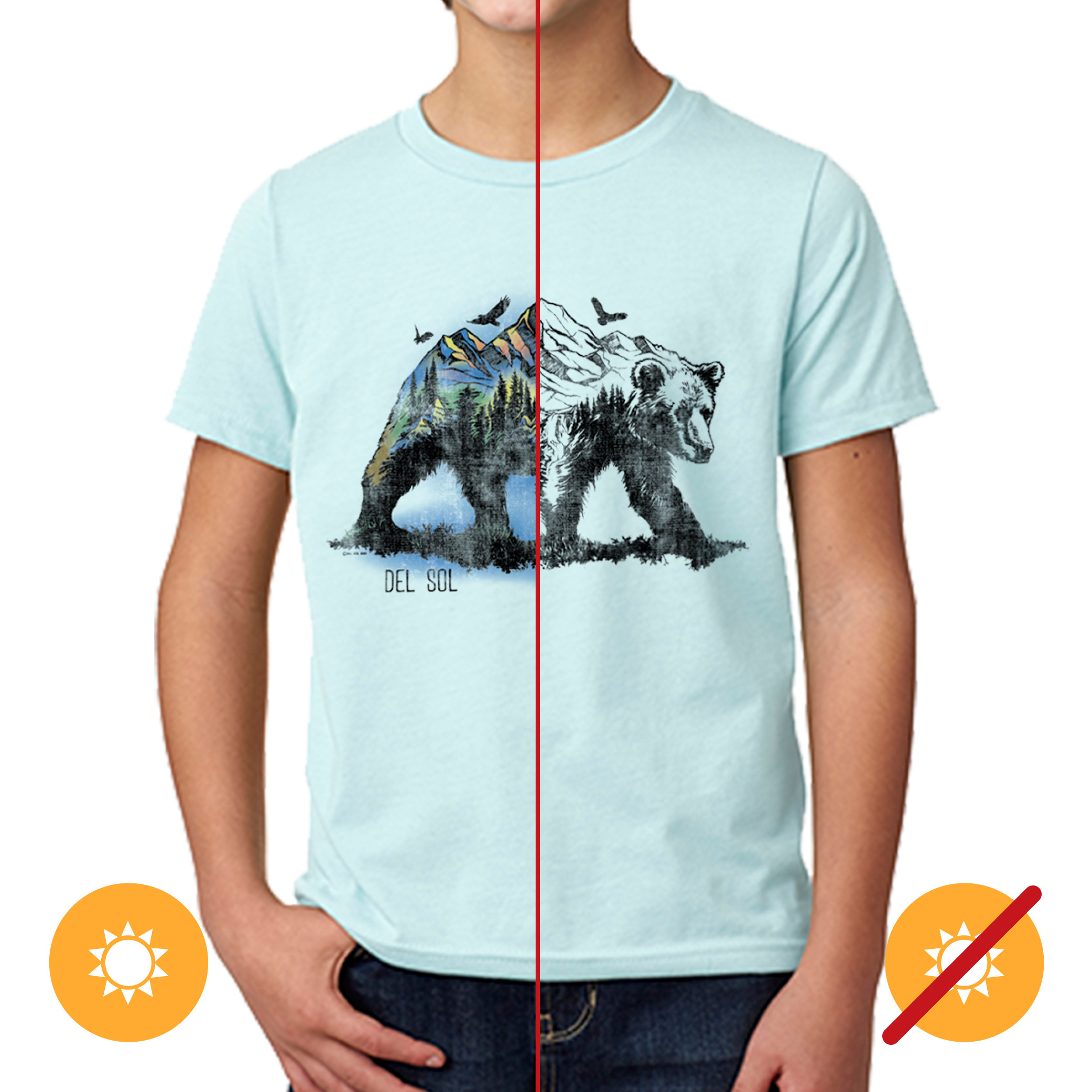 Kids Crew Tee - Bear Scene - Ice Blue by DelSol for Kids - 1 Pc T-Shirt (YXS)