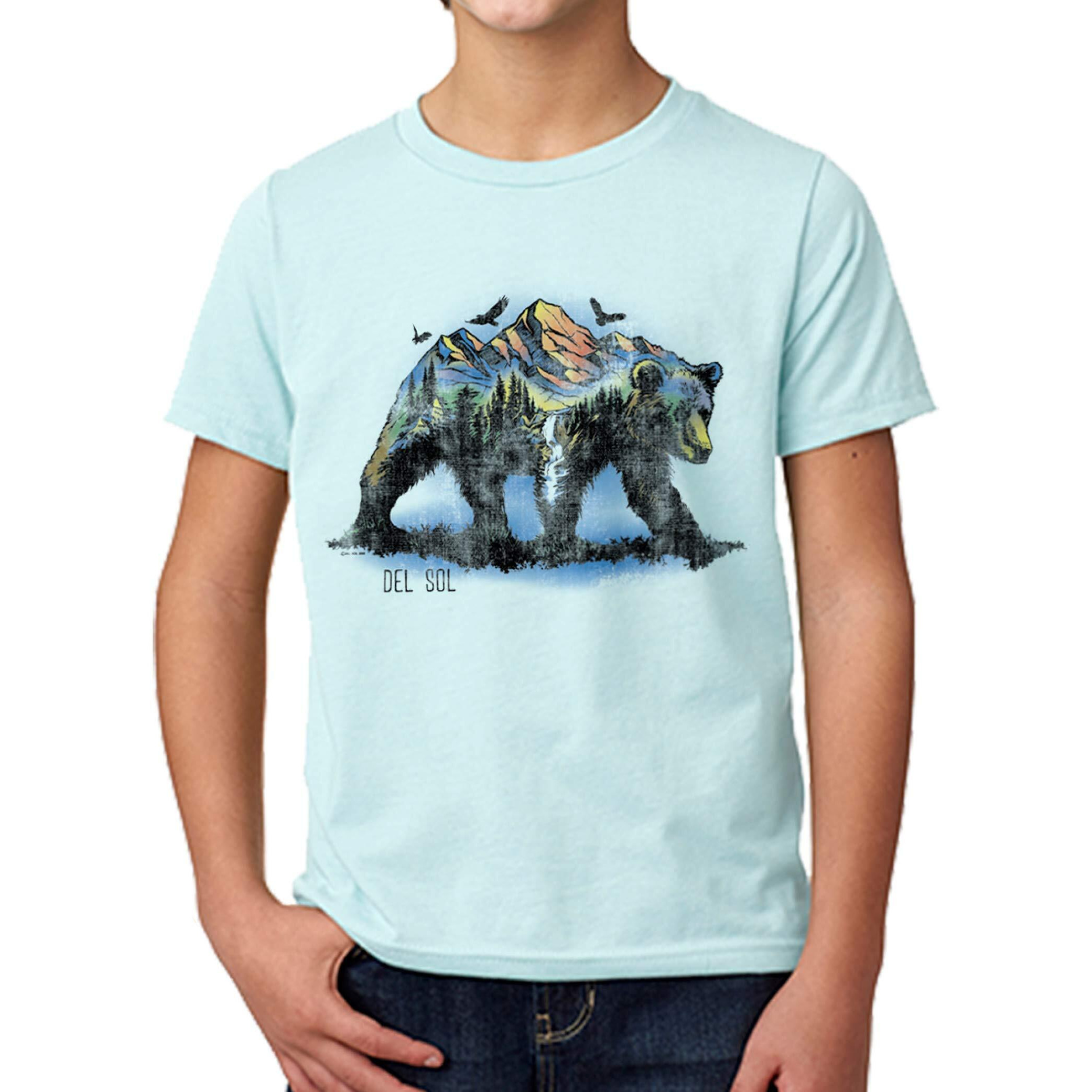 Kids Crew Tee - Bear Scene - Ice Blue by DelSol for Kids - 1 Pc T-Shirt (YXS)