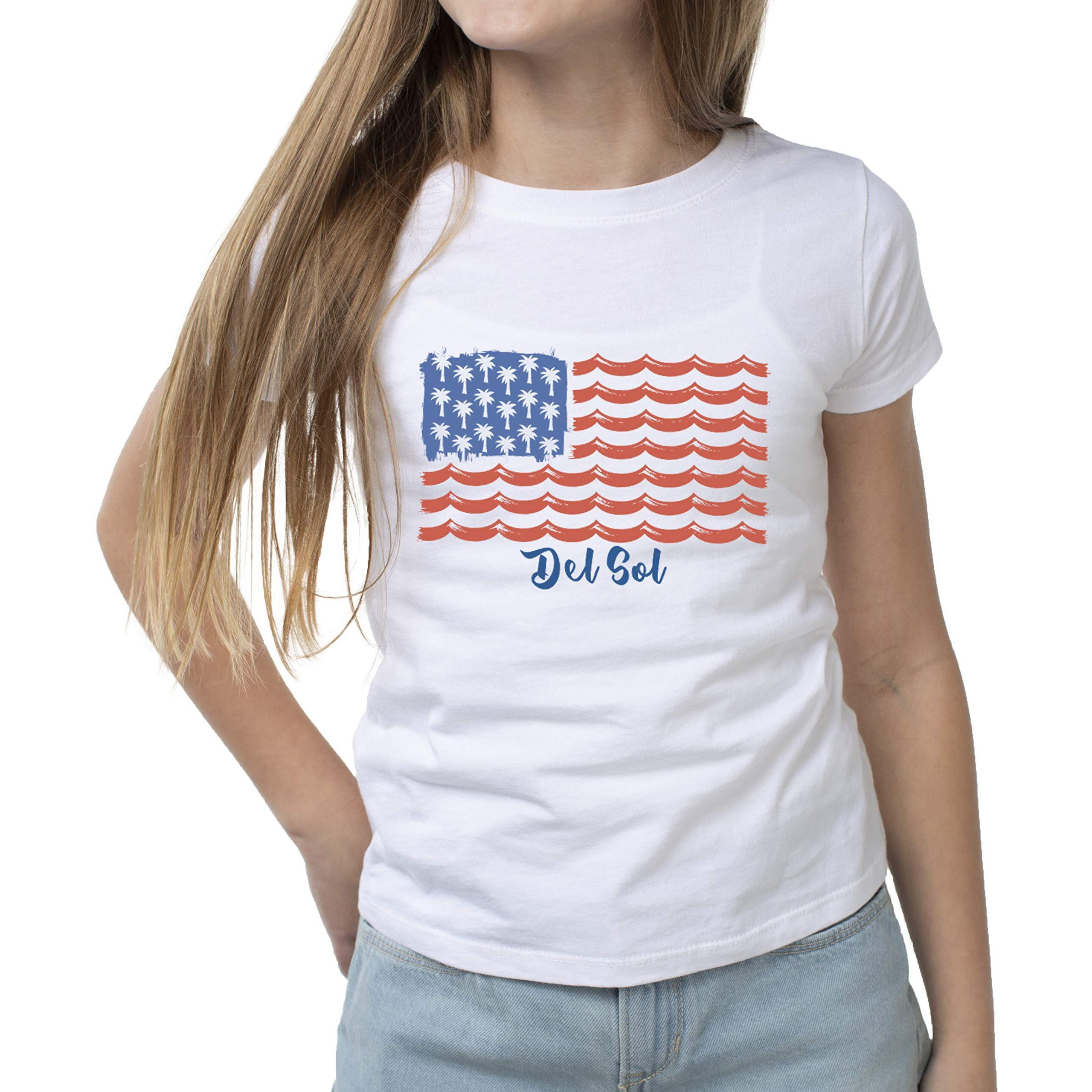 Classic Crew Tee - Tropical Americana-White by DelSol for Women - 1 Pc T-Shirt (XL)