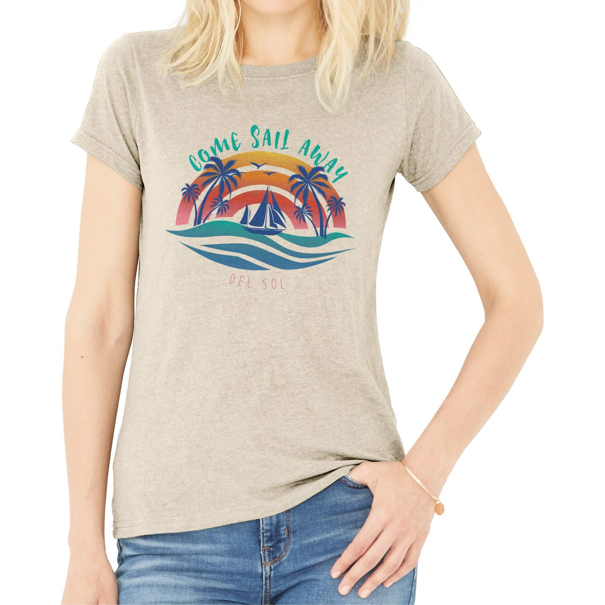 V-Neck Tee - Anchors Away by Delsol for Women - 1 Pc T-Shirt (XL)
