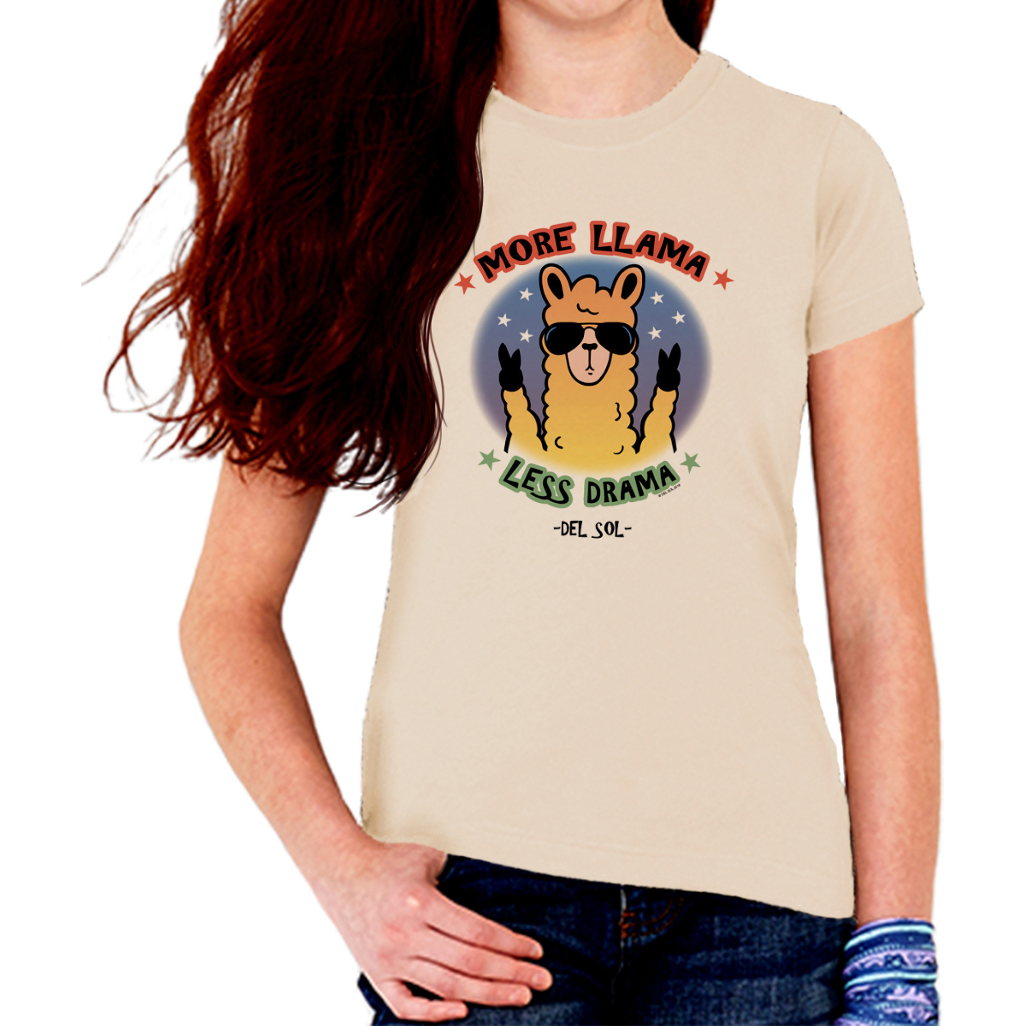 Kids Crew Tee - More Llama by DelSol for Kids - 1 Pc T-Shirt (YL)
