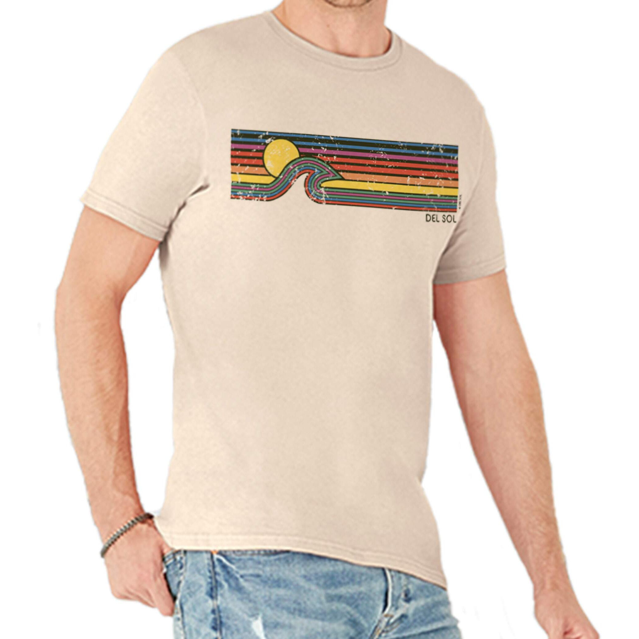 Men Crew Tee - Sunset Wave - Grey by DelSol for Men - 1 Pc T-Shirt (Large)