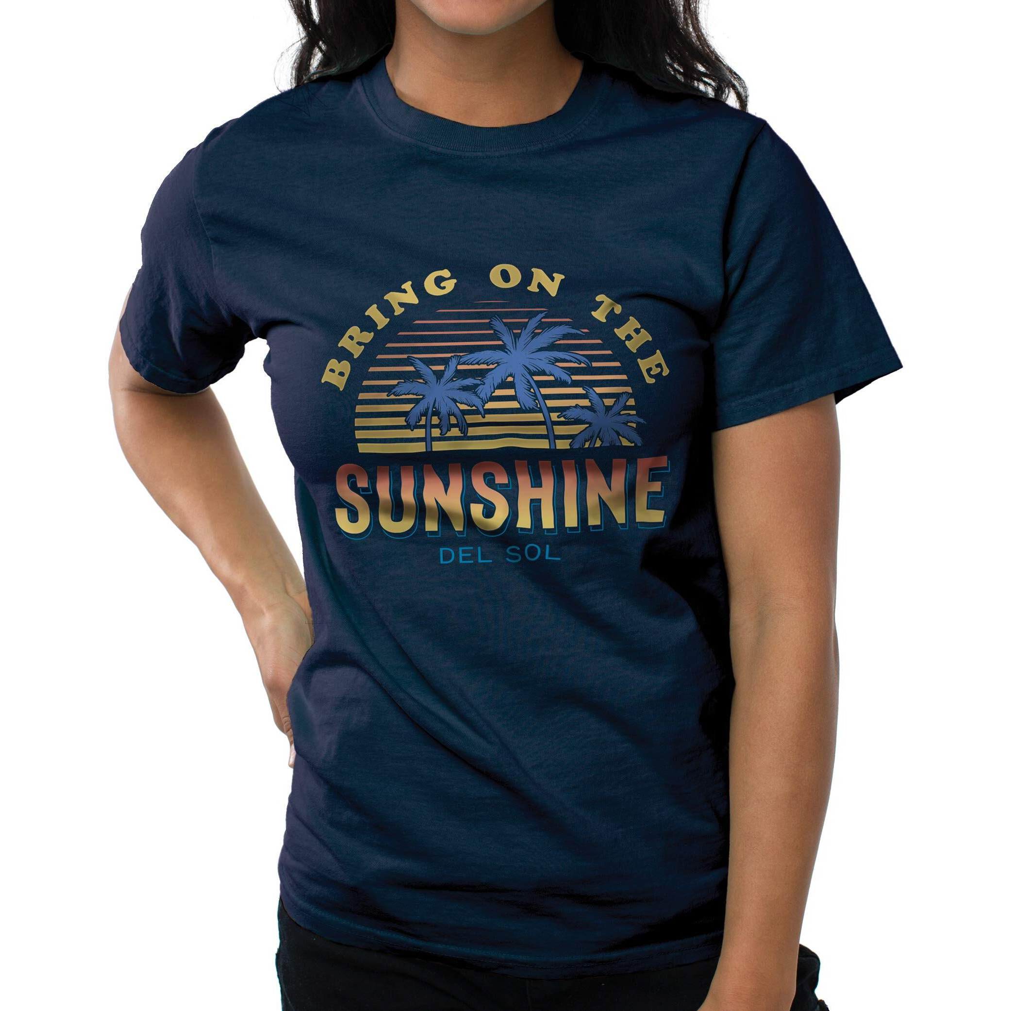 Women Crew Tee - Bring On The Sunshine - Indigo by DelSol for Women - 1 Pc T-Shirt (Large)