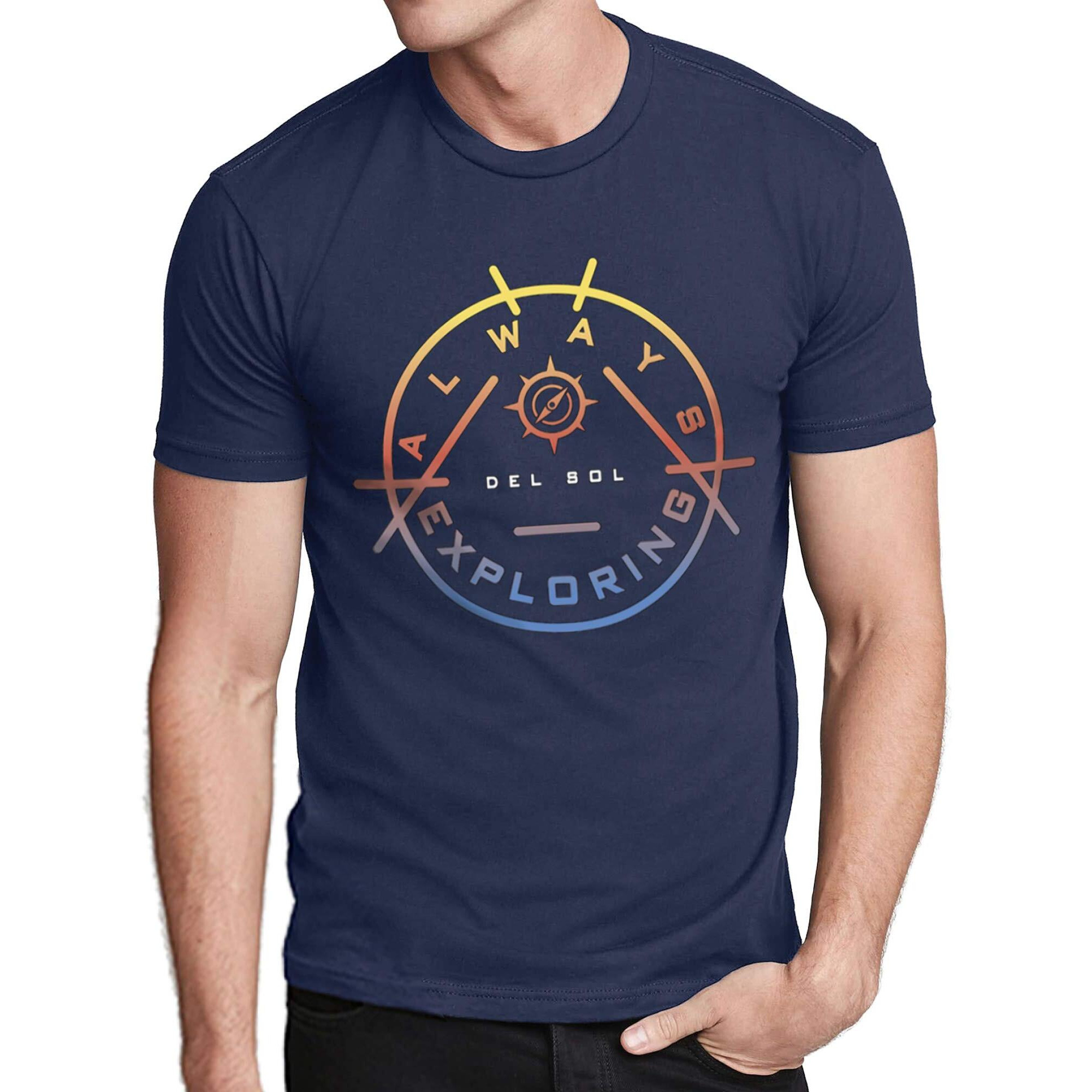 Men Crew Tee - Always Exploring - Indigo by DelSol for Men - 1 Pc T-Shirt (Medium)