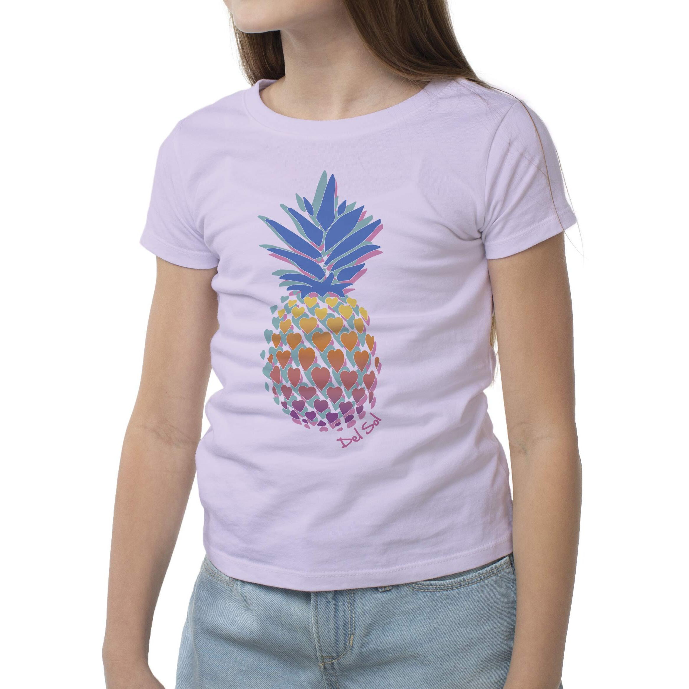 Girls Crew Tee - Pineapple Love - Lilac by DelSol for Kids - 1 Pc T-Shirt (YS)