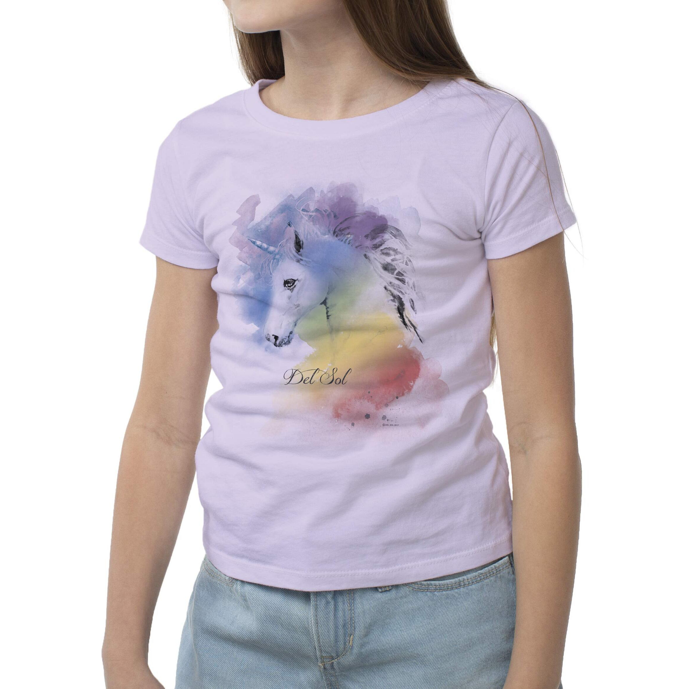 Girls Crew Tee - Unicorn - Lilac by DelSol for Women - 1 Pc T-Shirt (YM)