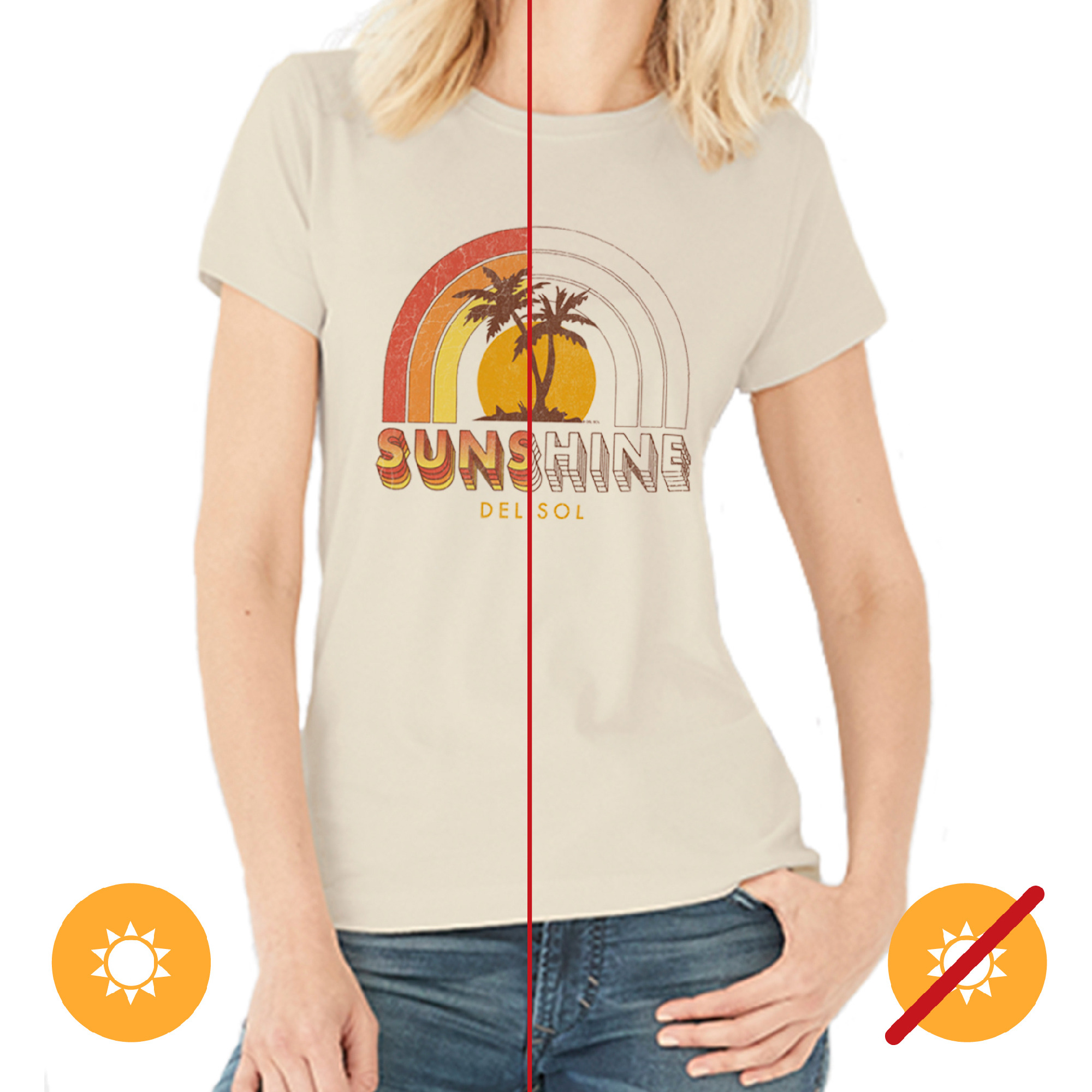 Women Crew Tee - Sunshine - Beige by DelSol for Women - 1 Pc T-Shirt (Large)