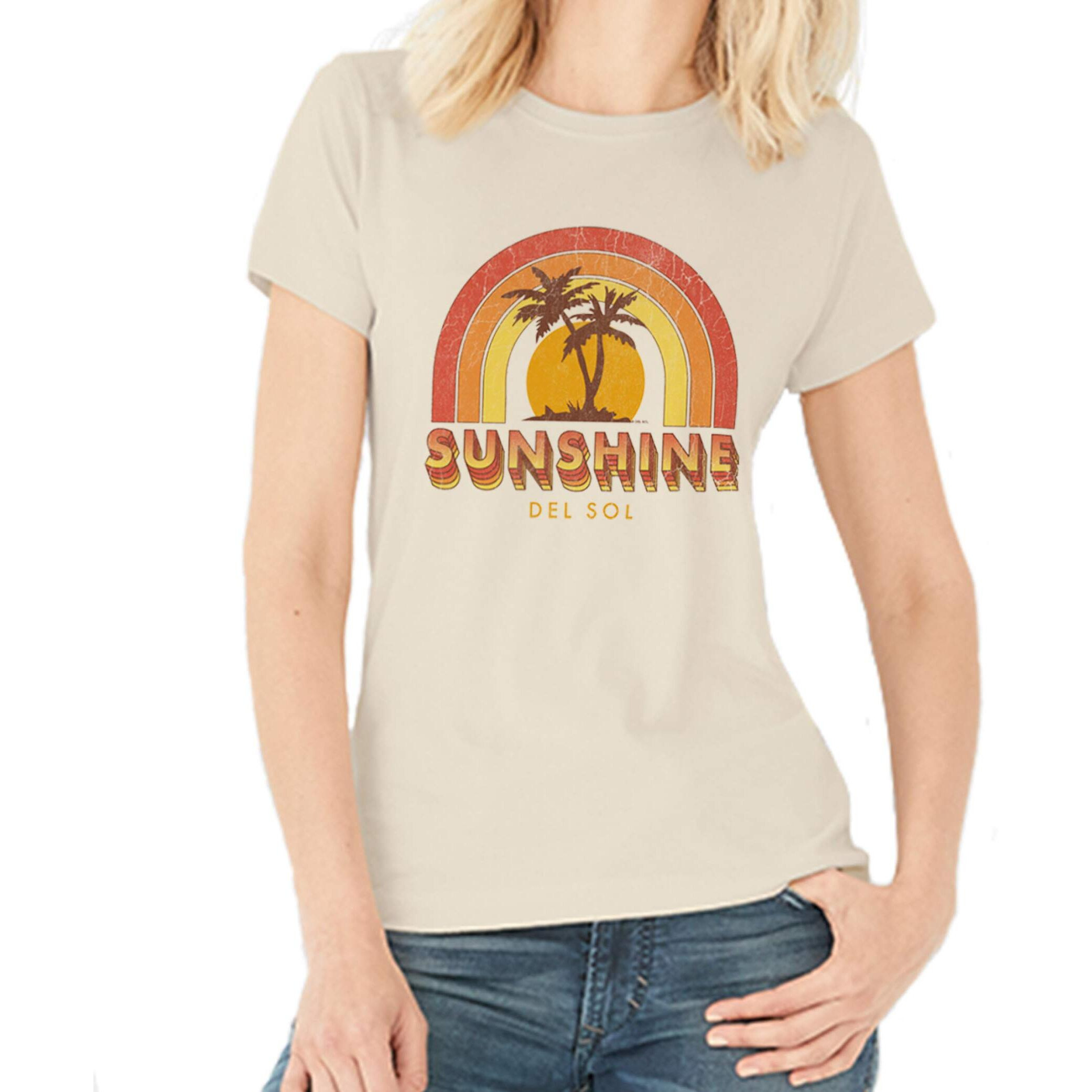 Women Crew Tee - Sunshine - Beige by DelSol for Women - 1 Pc T-Shirt (Large)