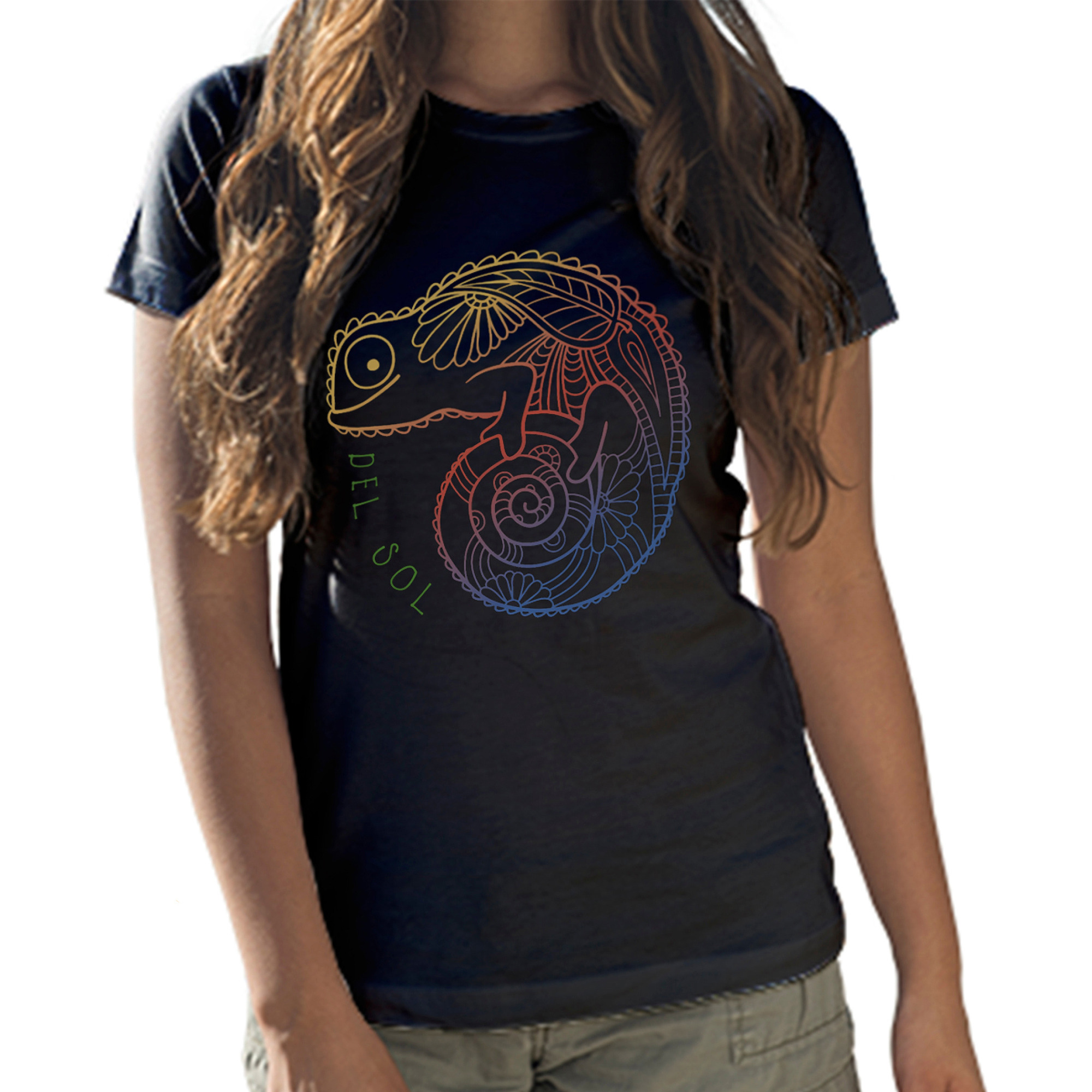 Girls Crew Tee - Chameleon - Black by DelSol for Women - 1 Pc T-Shirt (YXL)