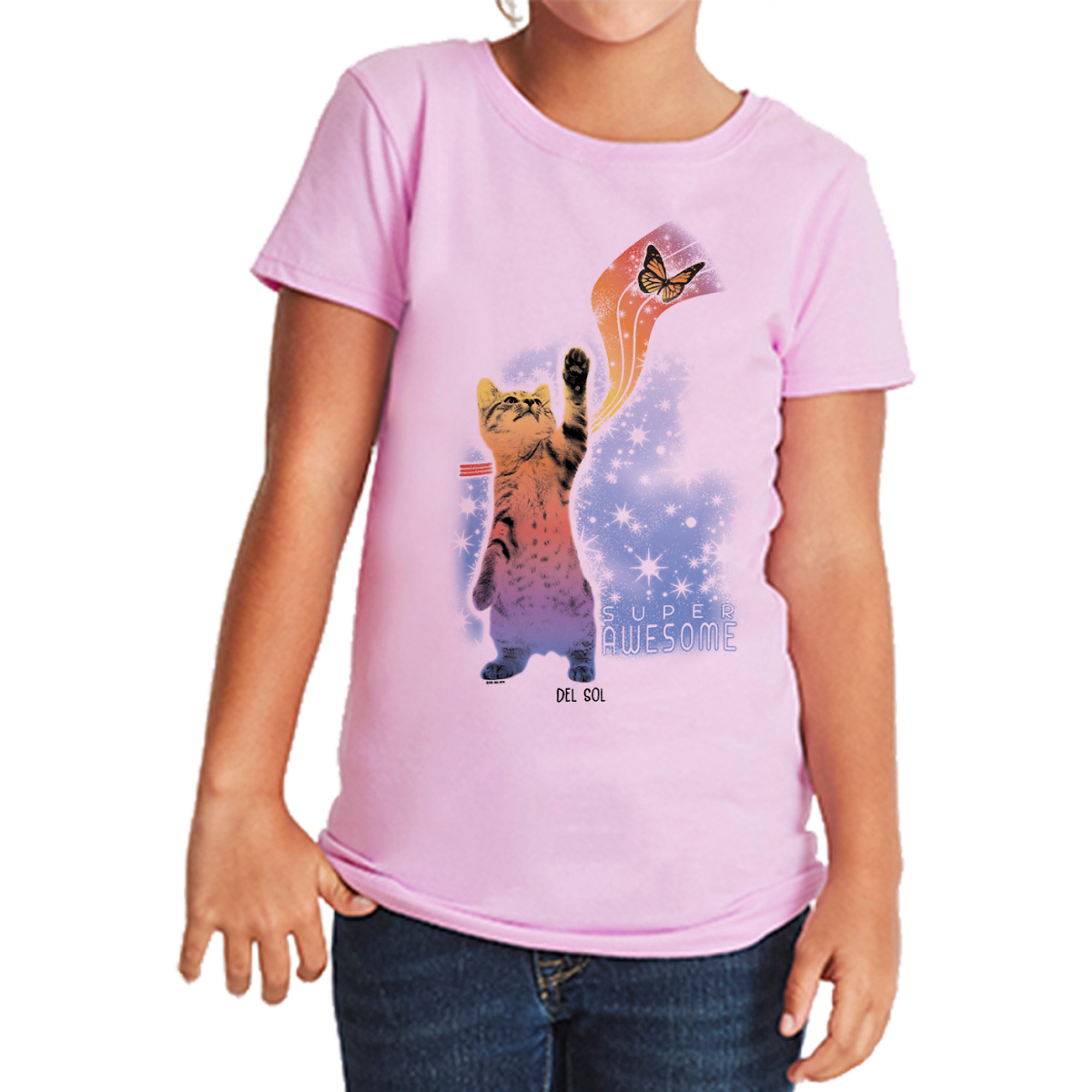 Girls Crew Tee - Super Awesome - Lilac by DelSol for Women - 1 Pc T-Shirt (YXS)