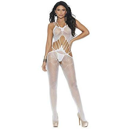 CROCHET BODYSTOCKING WHITE O/S