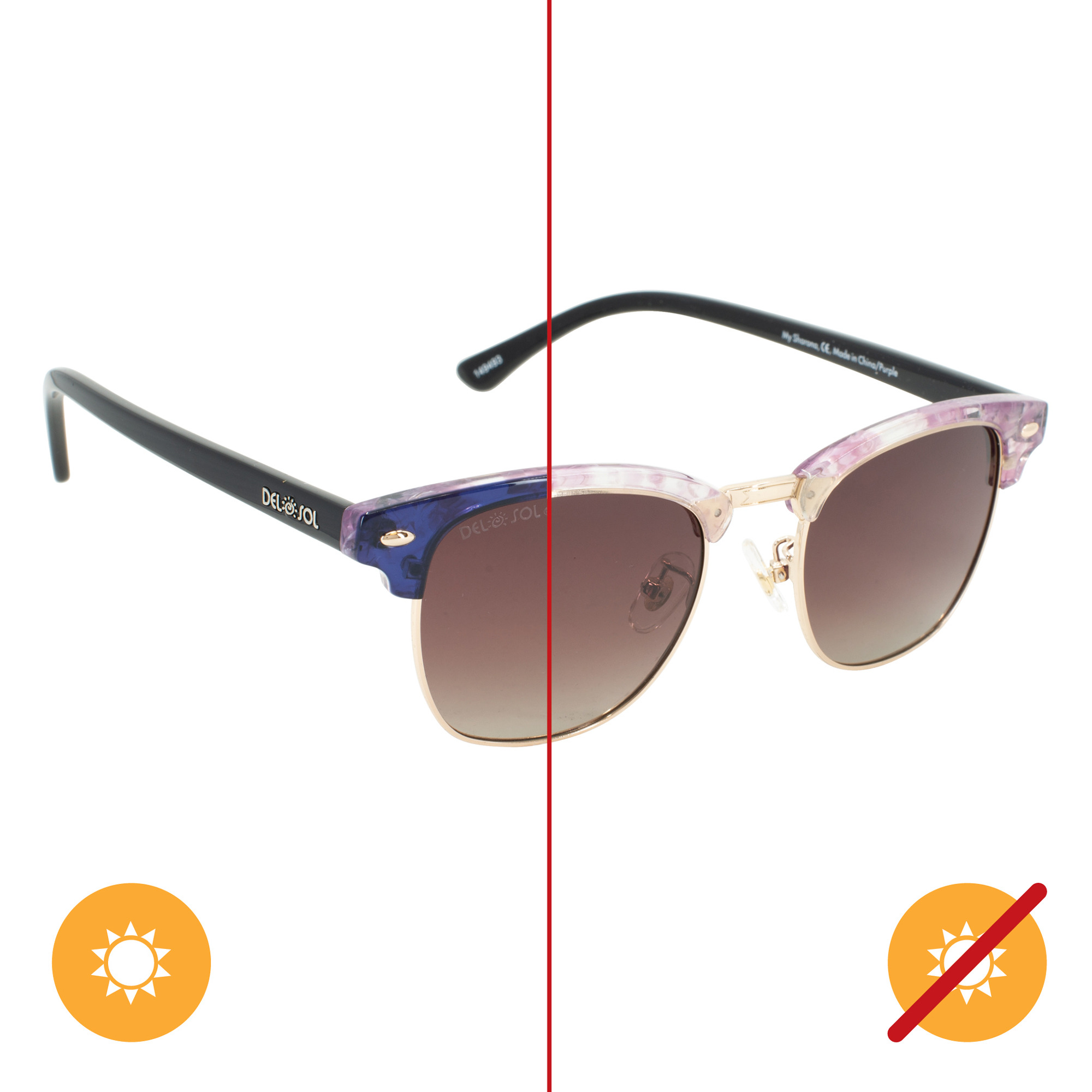 Solize My Sharona - Clear to Purple by DelSol for Women - 1 Pc Sunglasses