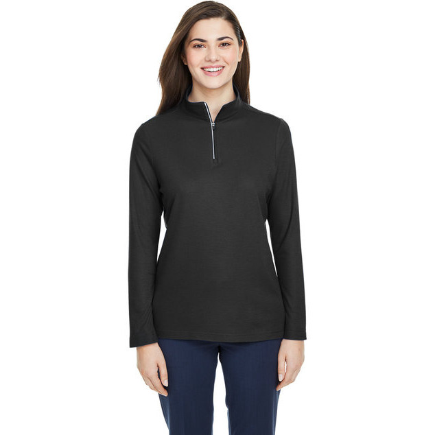 Ladies Fusion chromaSoftPique Quarter-Zip - BLAcK - XS(D0102H7ZcBX)