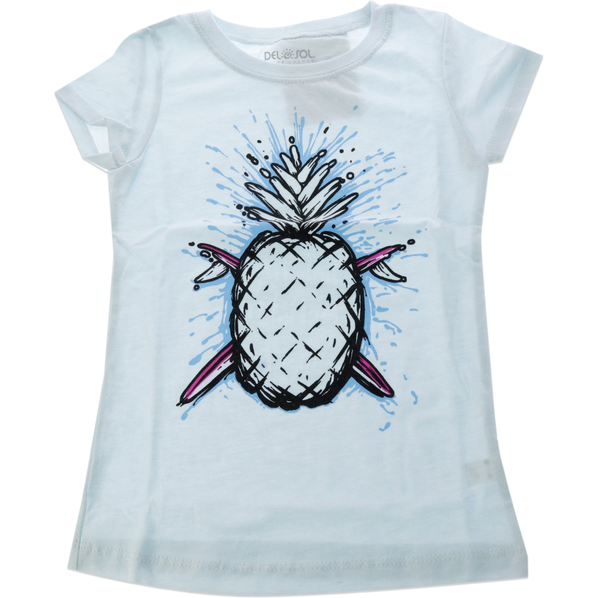 Kids Premium Crew Tee - Pineapples - Ice Blue by DelSol for Kids - 1 Pc T-Shirt (YXS)