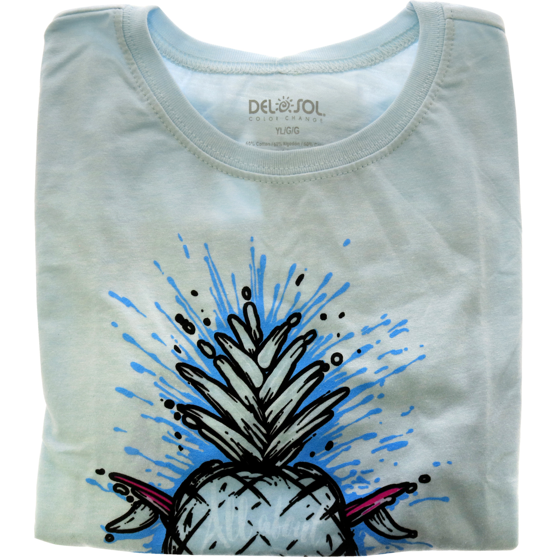 Kids Premium Crew Tee - Pineapples - Ice Blue by DelSol for Kids - 1 Pc T-Shirt (YL)