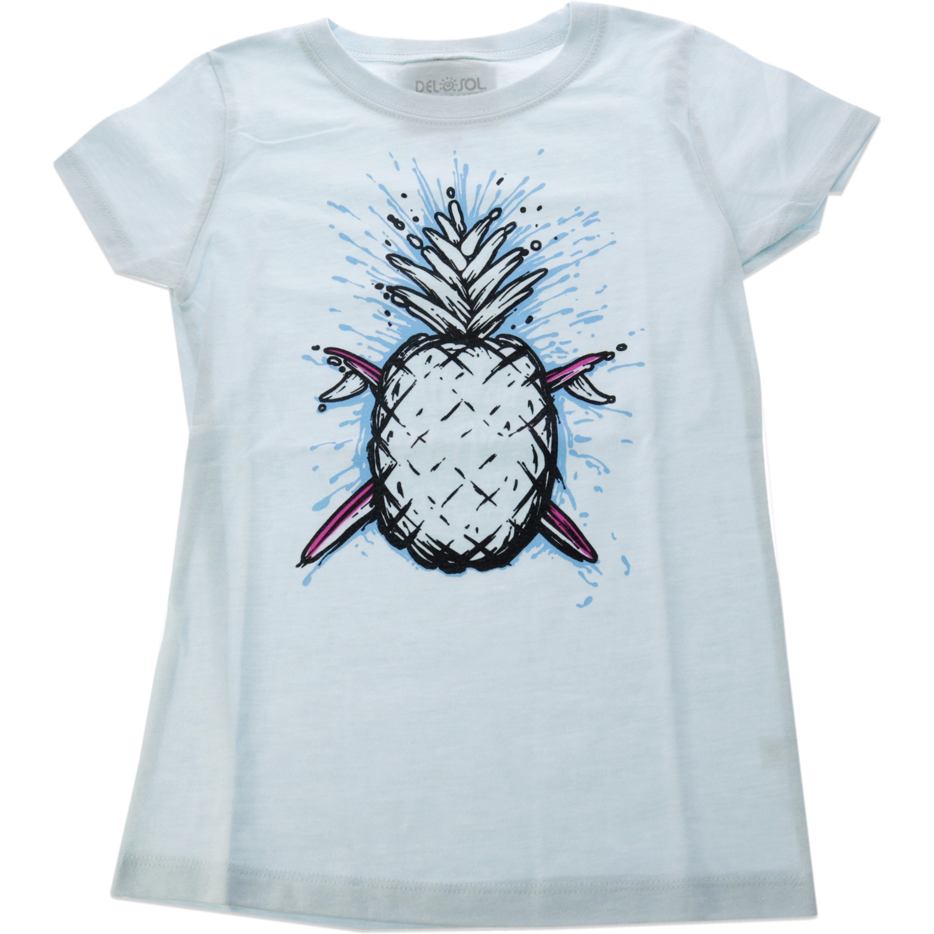 Kids Premium Crew Tee - Pineapples - Ice Blue by DelSol for Kids - 1 Pc T-Shirt (YM)