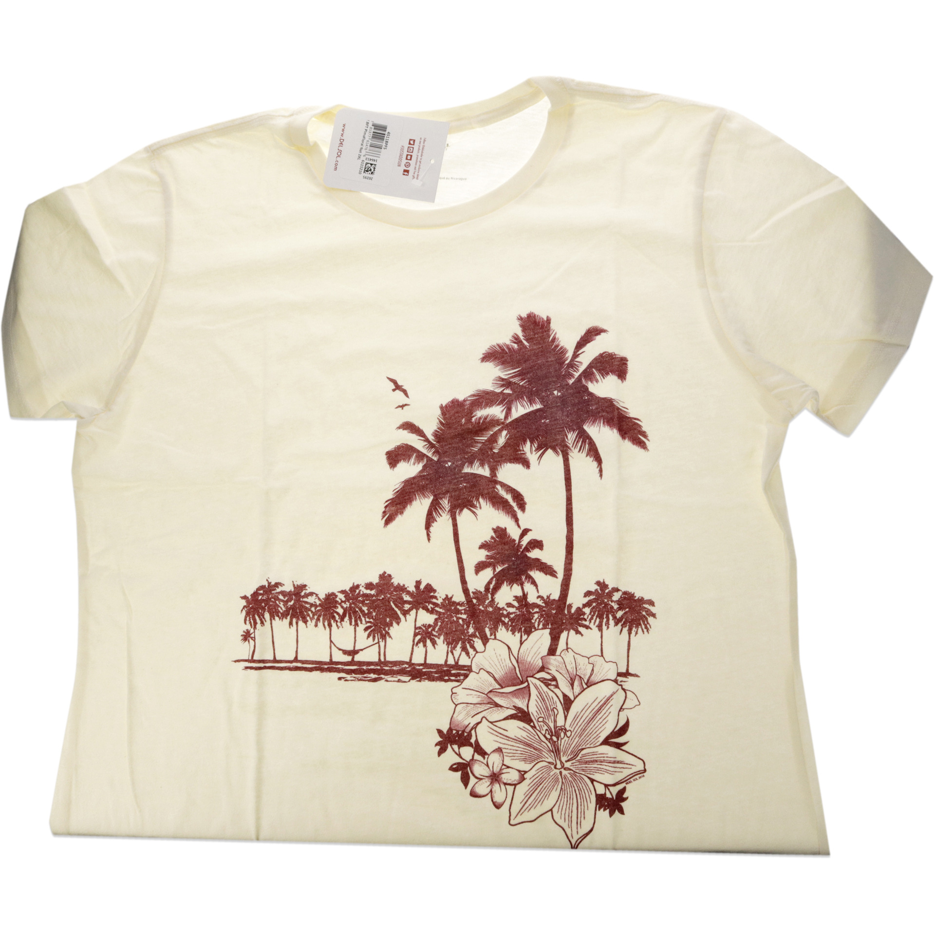 Womens Boyfriend Tee - Palms and Floral Sunset by Delsol for Women - 1 Pc T-Shirt (2XL)