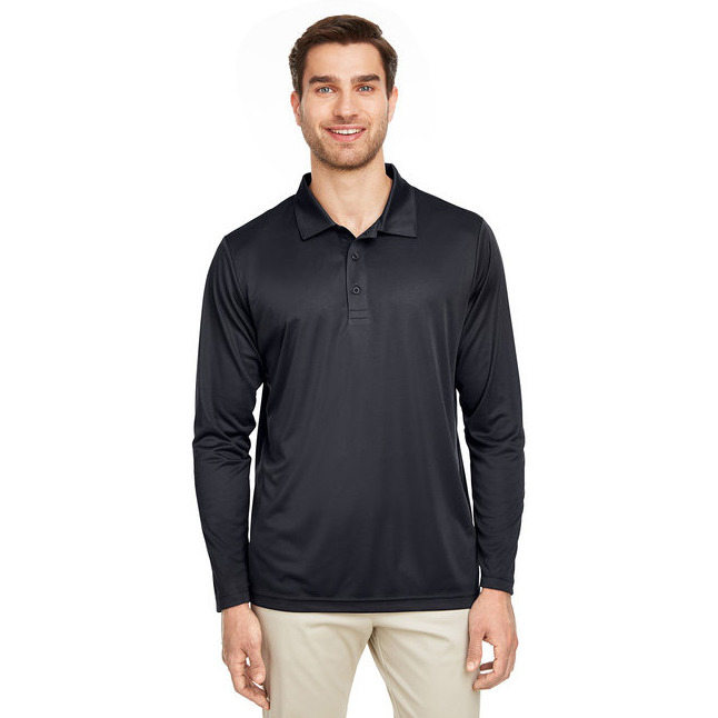 Mens Zone Performance Long Sleeve Polo - BLAcK - XS(D0102H7ZKMJ)