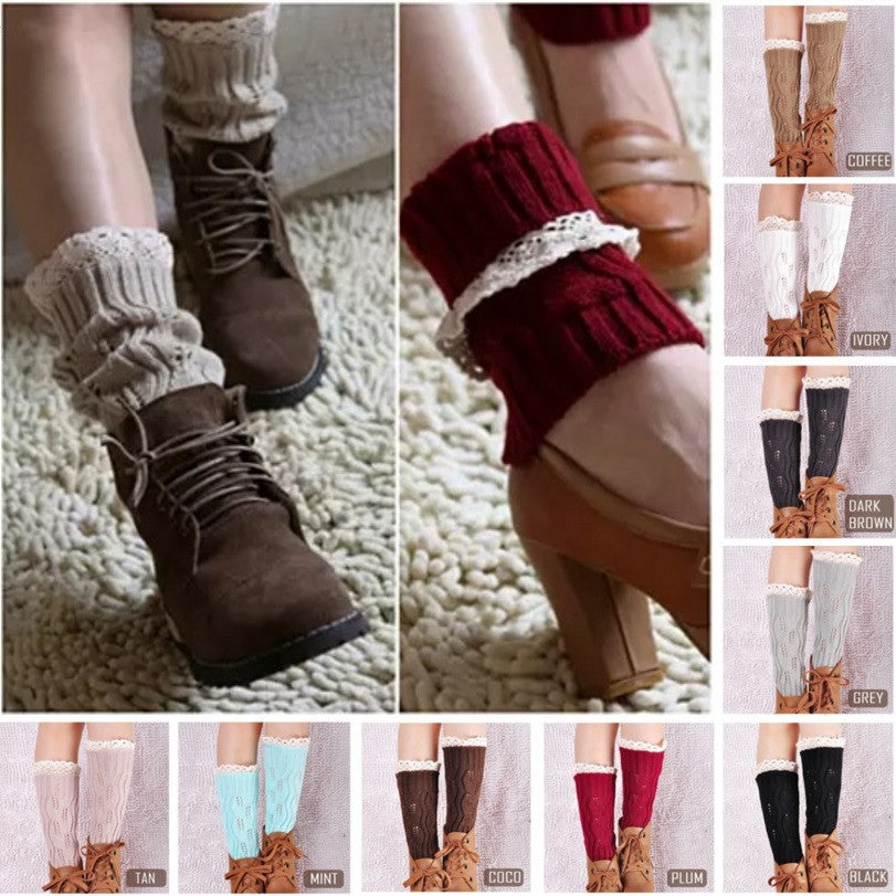 Vintage Style cableKnit At Your Feet Leg Warmer Socks With Lace(D0102HEYP0g)