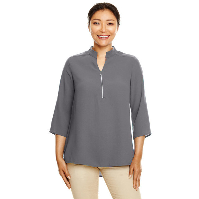 Ladies Perfect Fit34-Sleeve crepe Tunic - BLAcK - XS(D0102H7Z0D8)