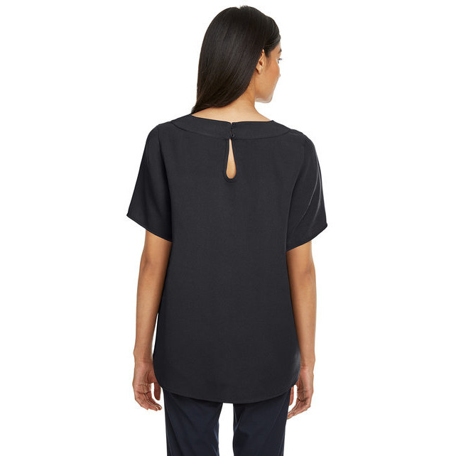 Ladies Perfect FitBoat-Neck Blouse - BLAcK - XS(D0102H7Z4T2)