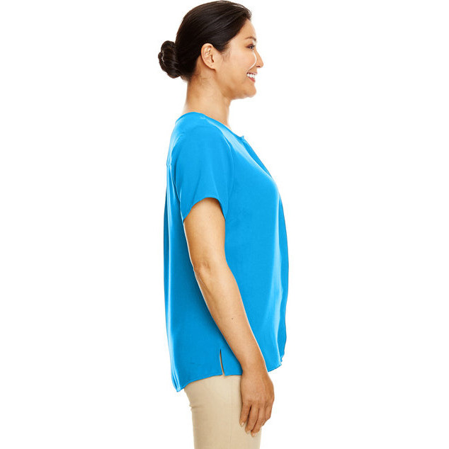 Ladies Perfect FitShort-Sleeve crepe Blouse - BLAcK - XS(D0102H7ZW1X)