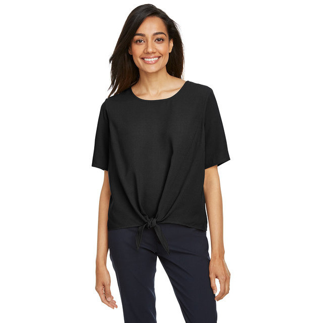Ladies Perfect FitTie-Front Blouse - BLAcK - XS(D0102H7ZFUX)