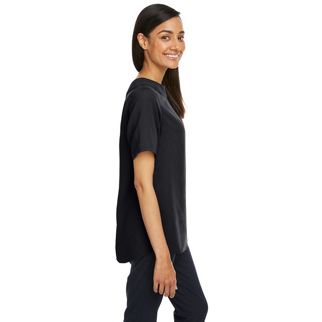 Ladies Perfect FitBoat-Neck Blouse - BLAcK - XS(D0102H7Z4NX)