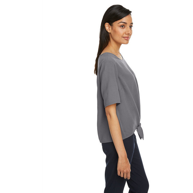 Ladies Perfect FitTie-Front Blouse - BLAcK - XS(D0102H7ZFU6)
