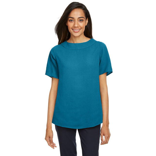 Ladies Perfect FitBoat-Neck Blouse - BLAcK - XS(D0102H7Z4DX)