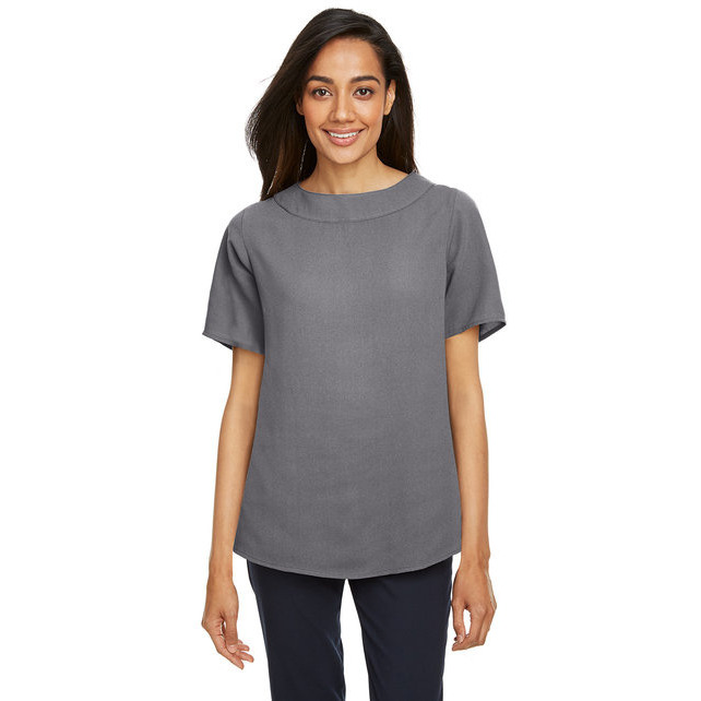 Ladies Perfect FitBoat-Neck Blouse - BLAcK - XS(D0102H7Z4N2)