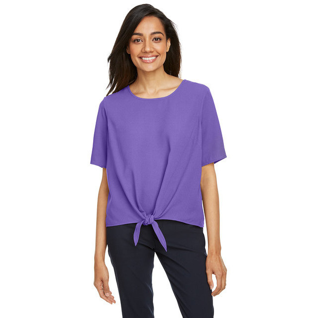 Ladies Perfect FitTie-Front Blouse - BLAcK - XS(D0102H7Z3HJ)