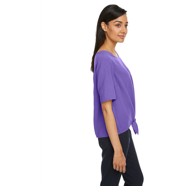 Ladies Perfect FitTie-Front Blouse - BLAcK - XS(D0102H7Z3HJ)