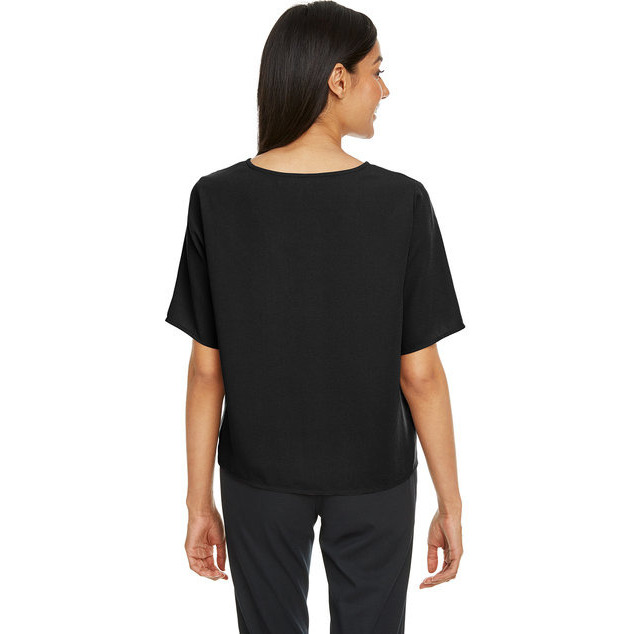 Ladies Perfect FitTie-Front Blouse - BLAcK - XS(D0102H7ZFTJ)