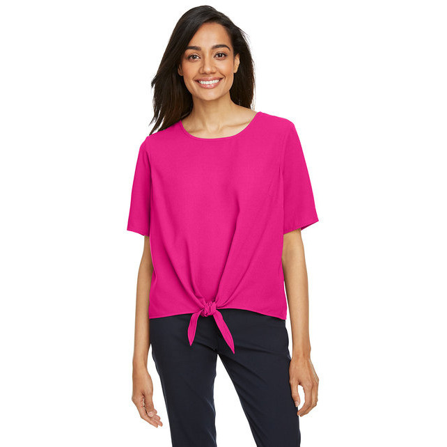 Ladies Perfect FitTie-Front Blouse - BLAcK - XS(D0102H7ZFNJ)
