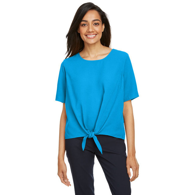 Ladies Perfect FitTie-Front Blouse - BLAcK - XS(D0102H7Z378)