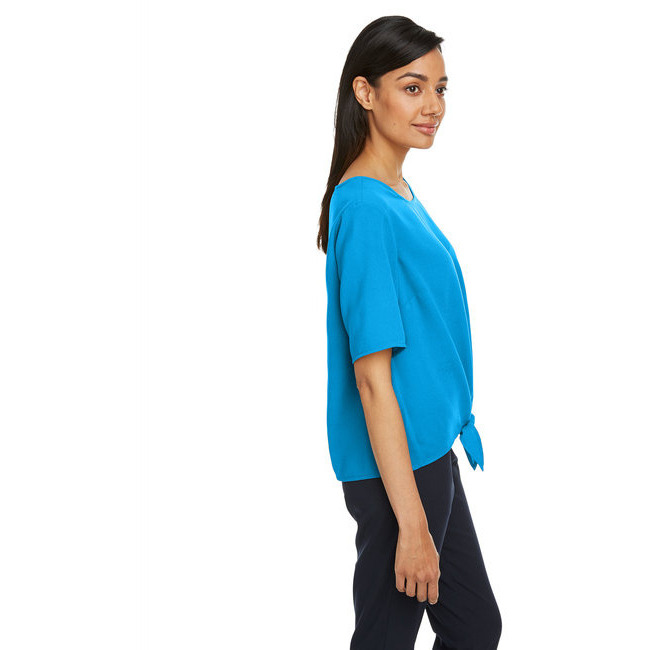 Ladies Perfect FitTie-Front Blouse - BLAcK - XS(D0102H7Z378)