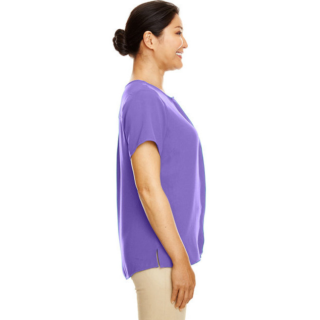 Ladies Perfect FitShort-Sleeve crepe Blouse - BLAcK - XS(D0102H7ZWcX)