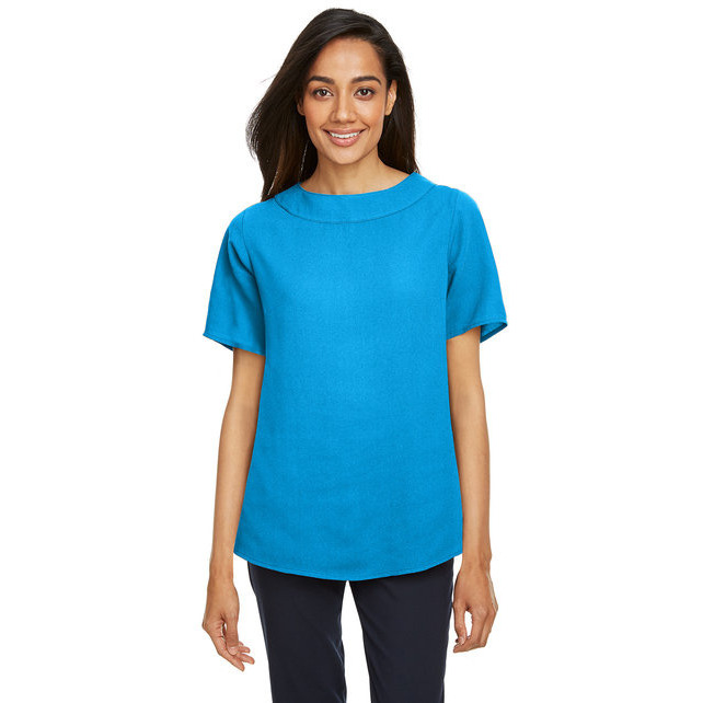 Ladies Perfect FitBoat-Neck Blouse - BLAcK - XS(D0102H7Z4D2)